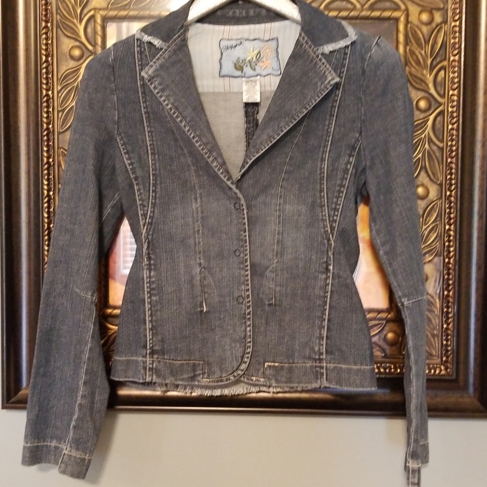 Blue Asphalt back fringe jean jacket t126:7:918 - Picture 2 of 8
